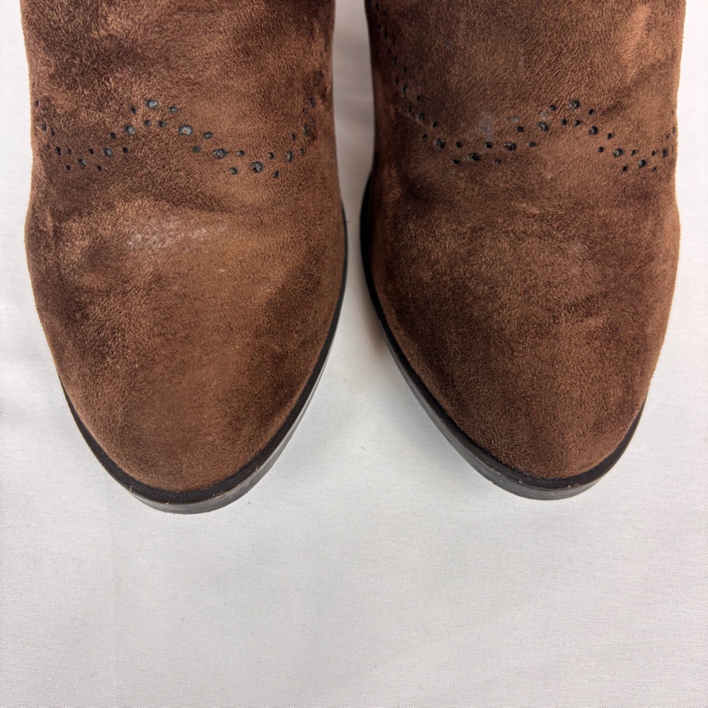 Kylie Crazy Suede Ankle Booties Casual Die Cut Heeled Boots Brown Size 36/5.5 - Picture 6 of 15